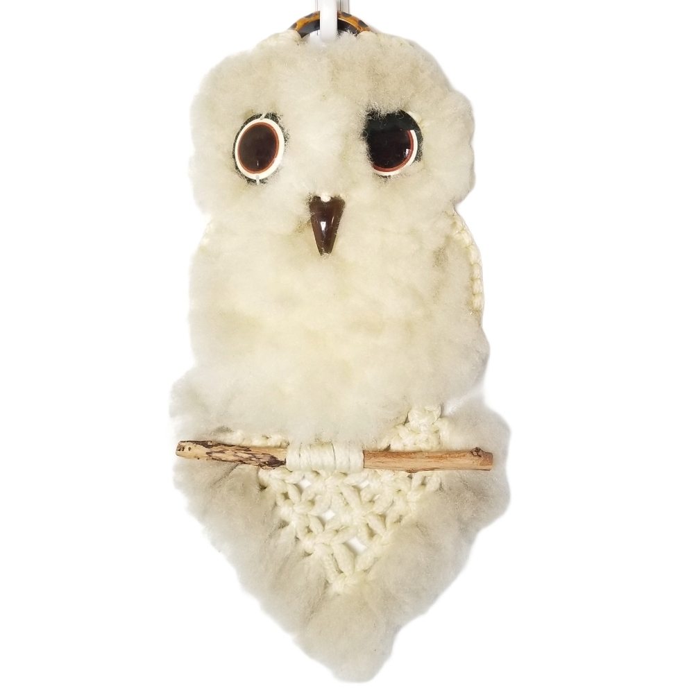 VINTAGE Macrame Owl Wall Hanging Decor Boho